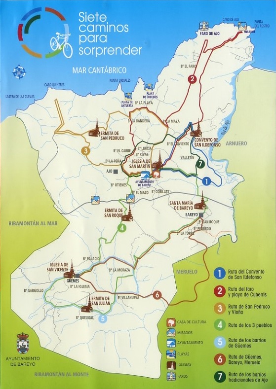 Siete caminos en Ajo - Mapa